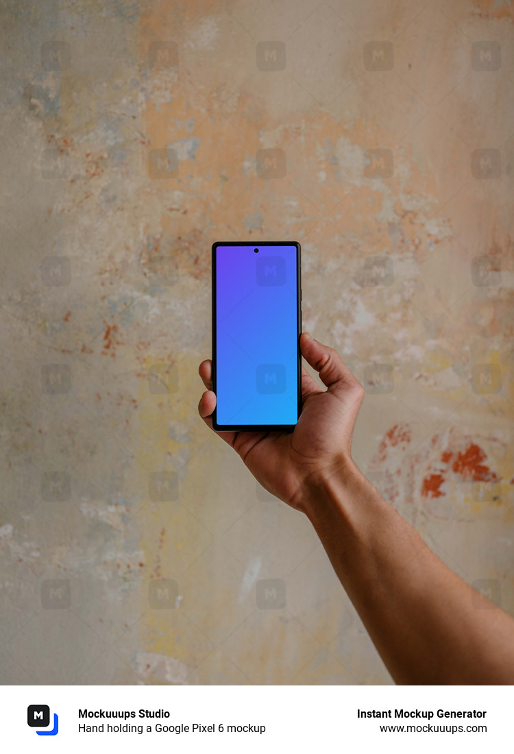 Hand holding a Google Pixel 6 mockup