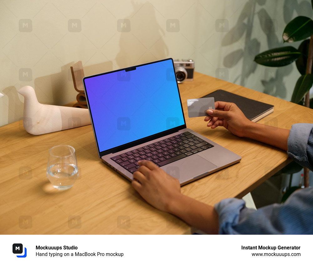 Hand typing on a MacBook Pro mockup