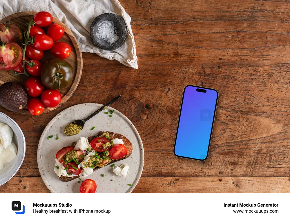 Healthy breakfast with iPhone mockup
