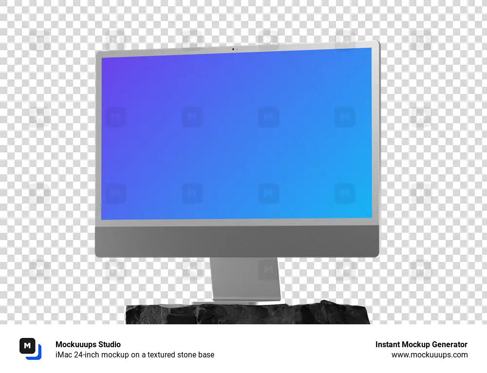 iMac 24-inch mockup on a textured stone base