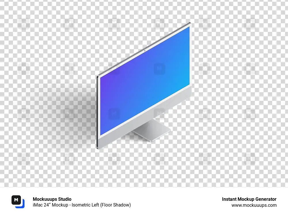 iMac 24“ Mockup - Isometric Left (Floor Shadow)