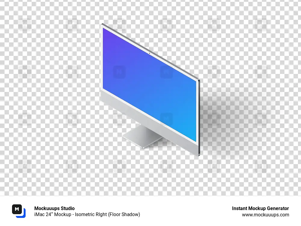 iMac 24“ Mockup - Isometric RIght (Floor Shadow)