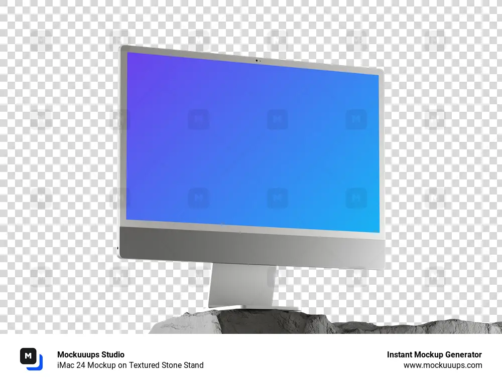 iMac 24 Mockup on Textured Stone Stand