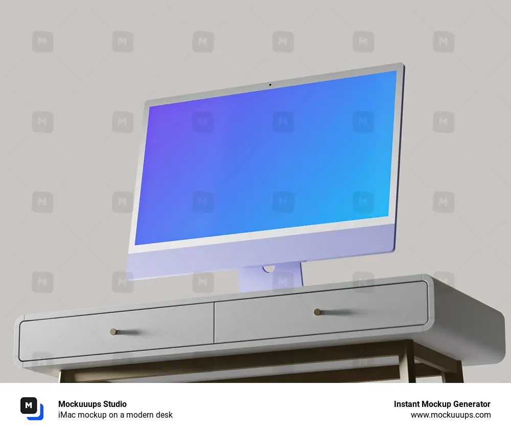 iMac mockup on a modern desk