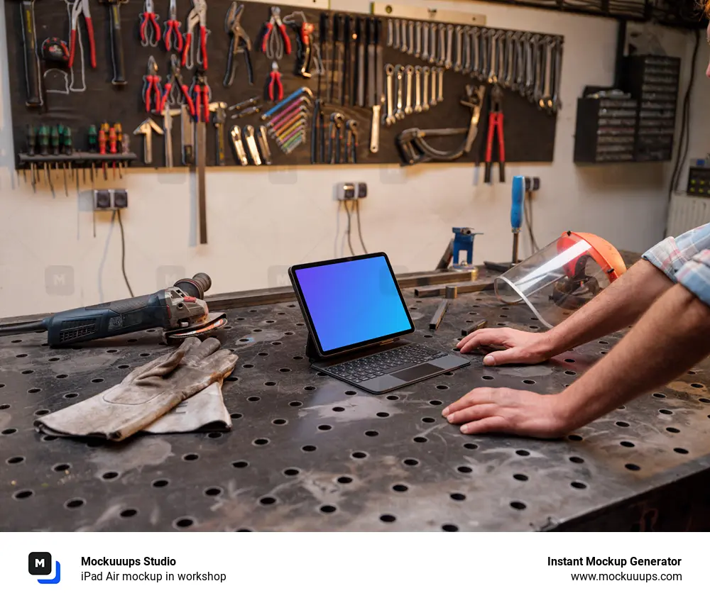 iPad Air mockup in workshop