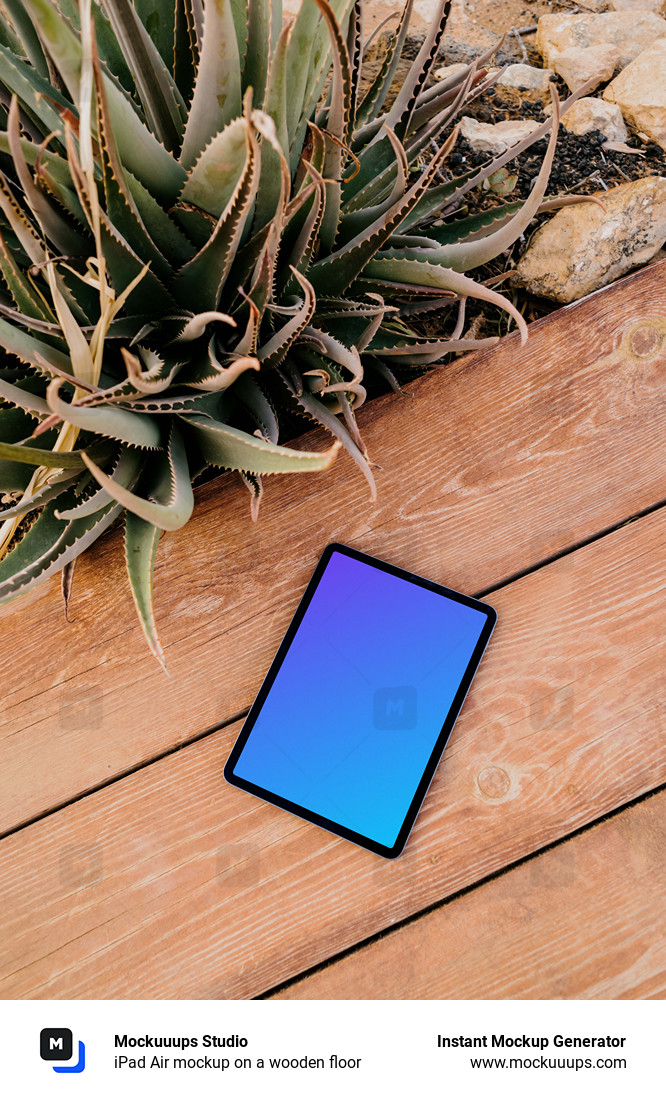 iPad Air mockup on a wooden floor