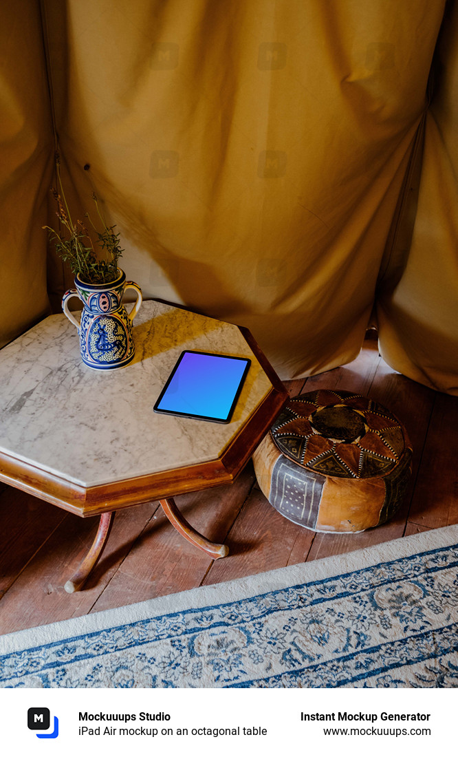 iPad Air mockup on an octagonal table