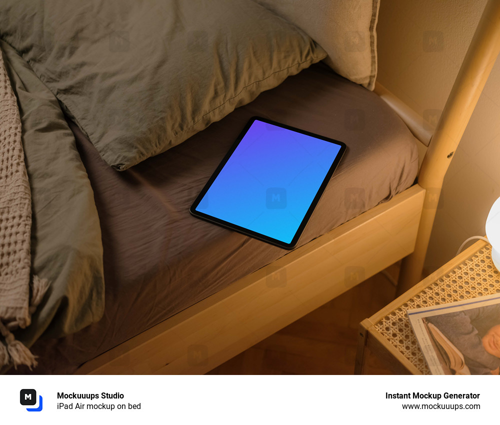 iPad Air mockup on bed