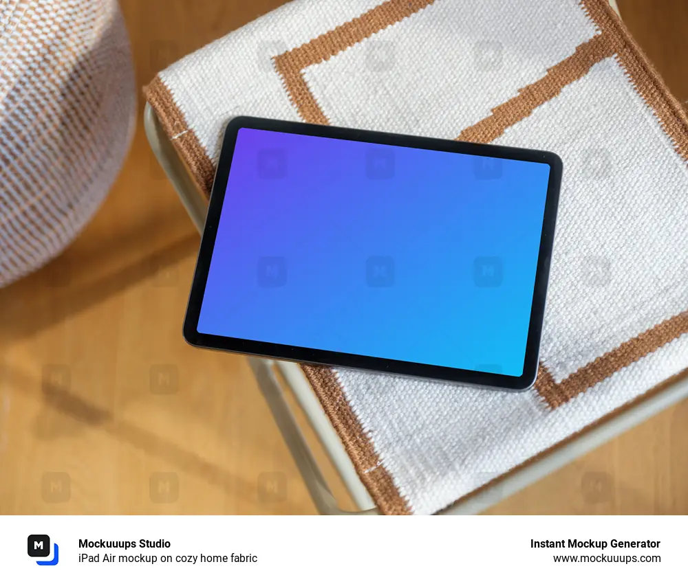 iPad Air mockup on cozy home fabric