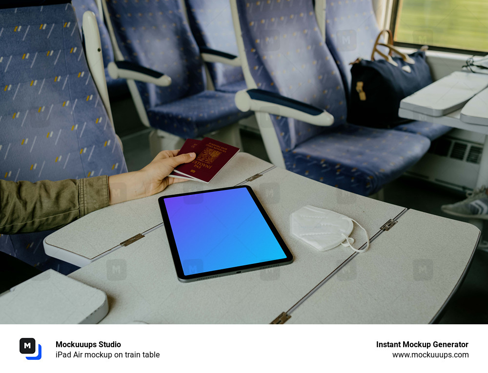 iPad Air mockup on train table 