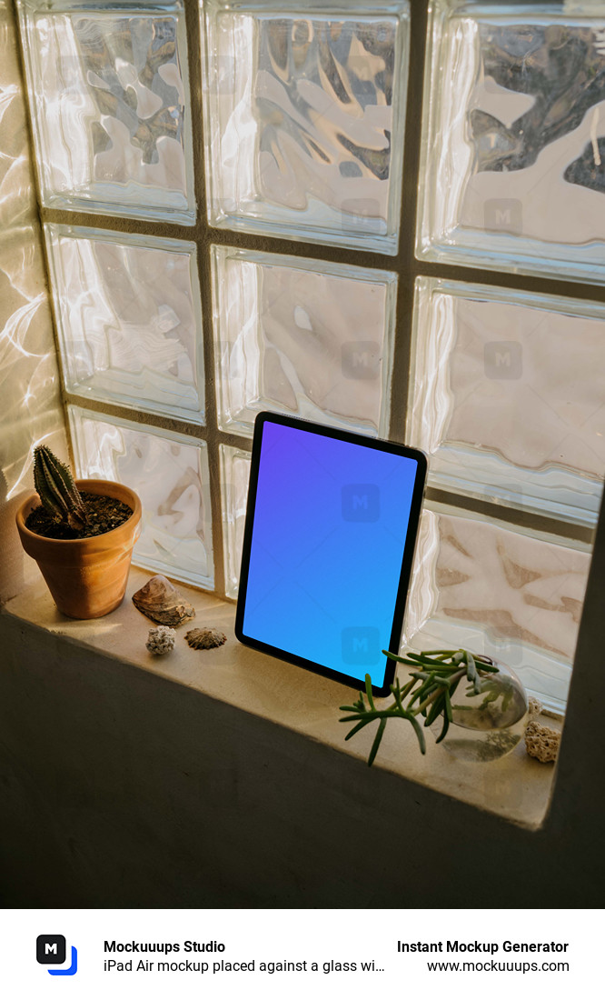 iPad Air mockup placed against a glass window