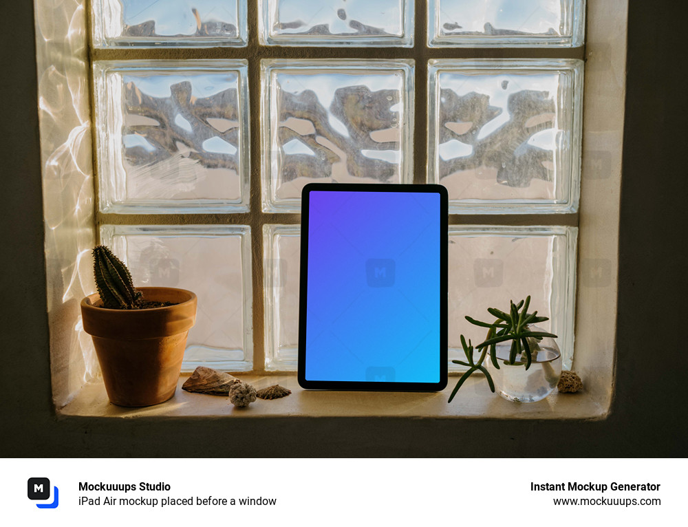 iPad Air mockup placed before a window