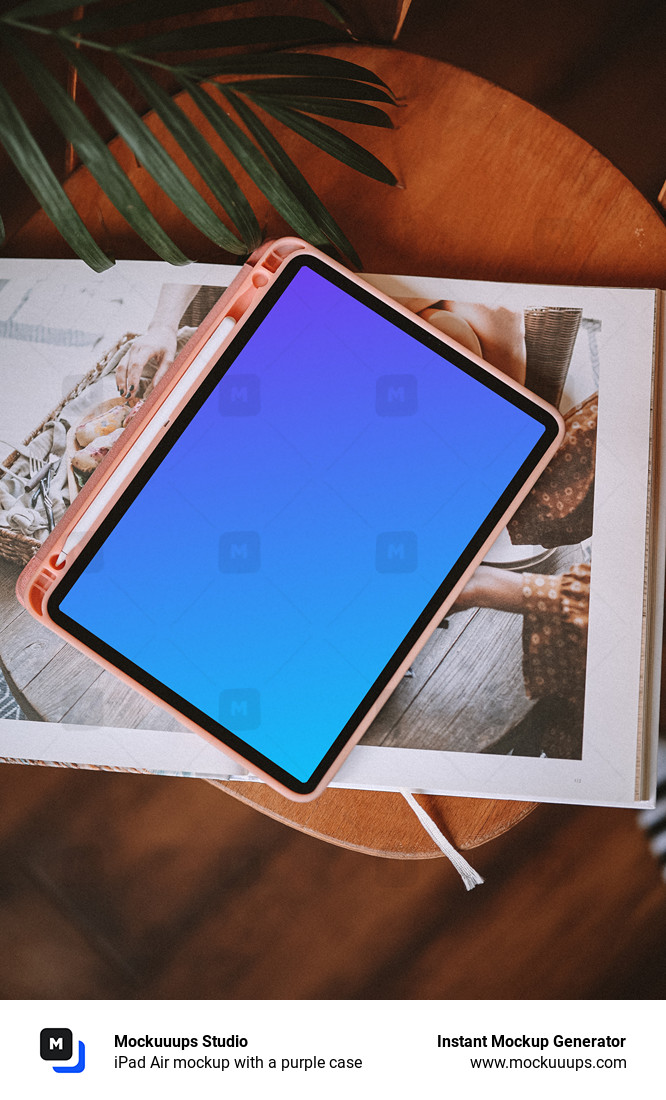 iPad Air mockup with a purple case