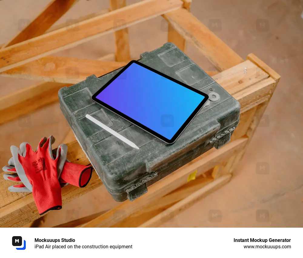 iPad Air placed on the construction equipment