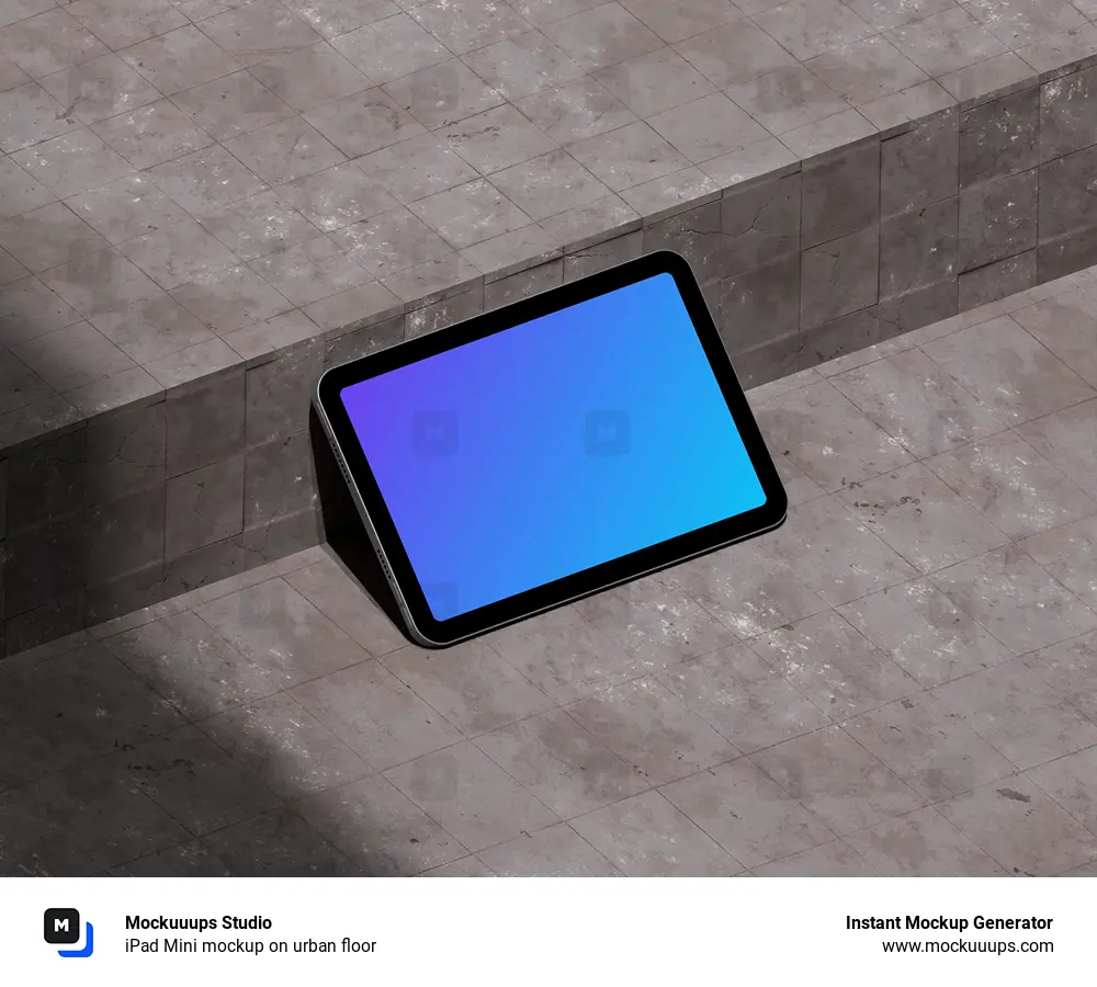 iPad Mini mockup on urban floor