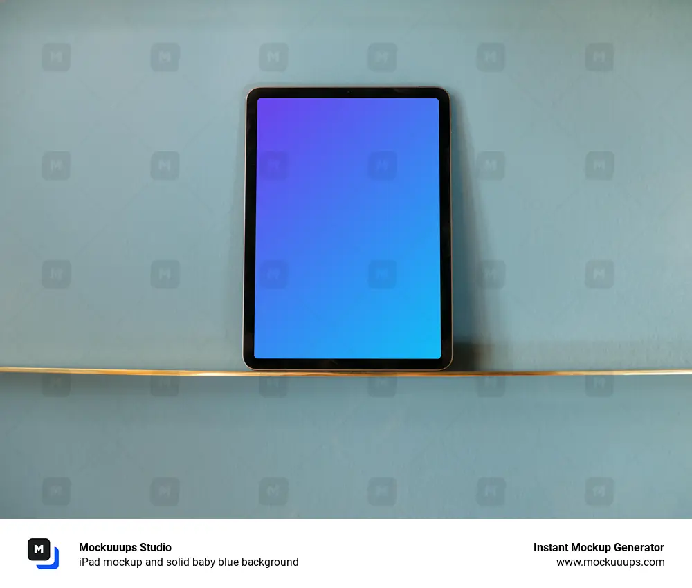 iPad mockup and solid baby blue background