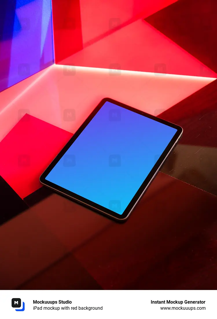 iPad mockup with red background