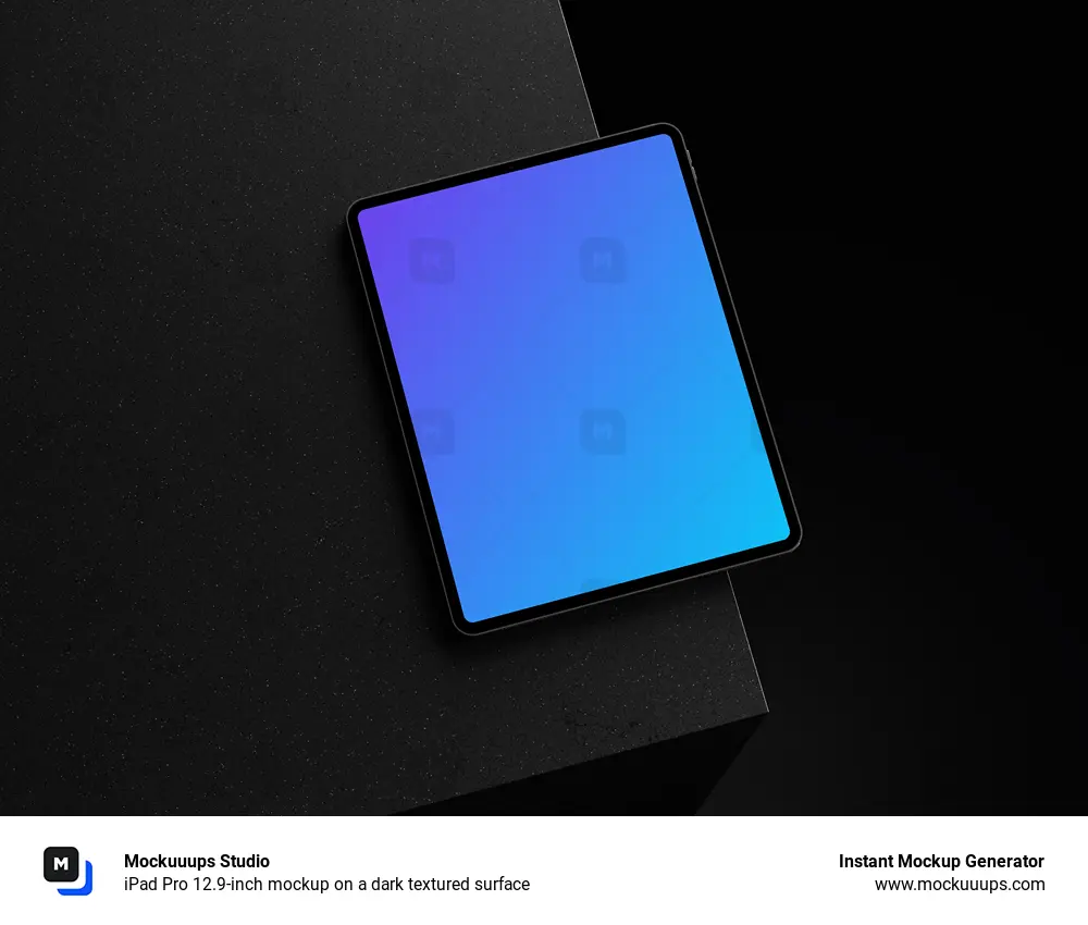 iPad Pro 12.9-inch mockup on a dark textured surface