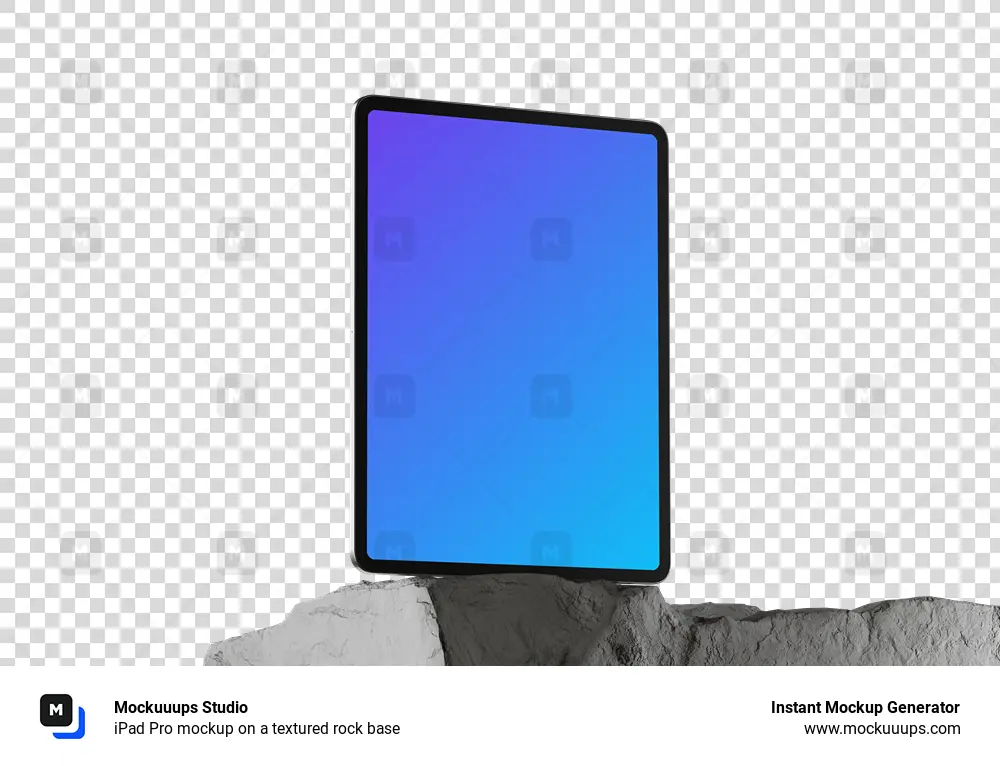 iPad Pro mockup on a textured rock base