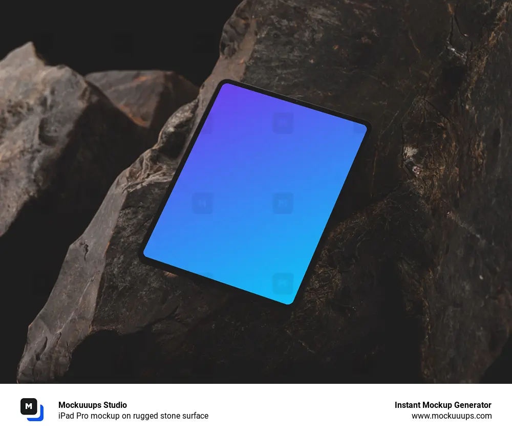 iPad Pro mockup on rugged stone surface