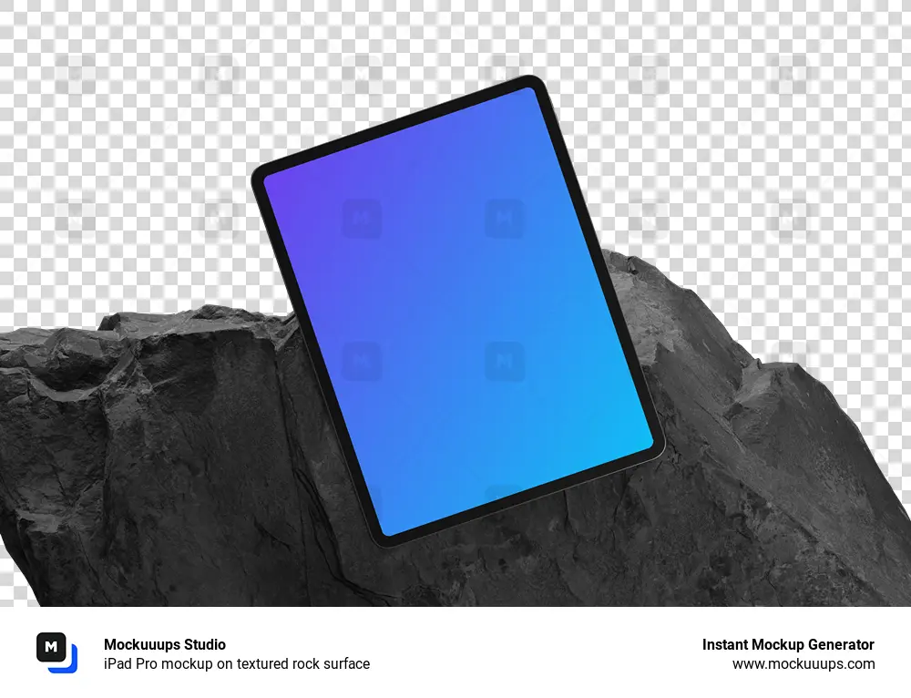 iPad Pro mockup on textured rock surface