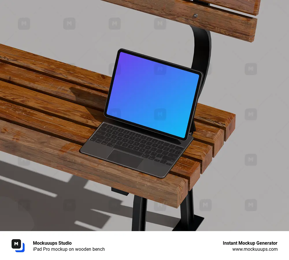 iPad Pro mockup on wooden bench