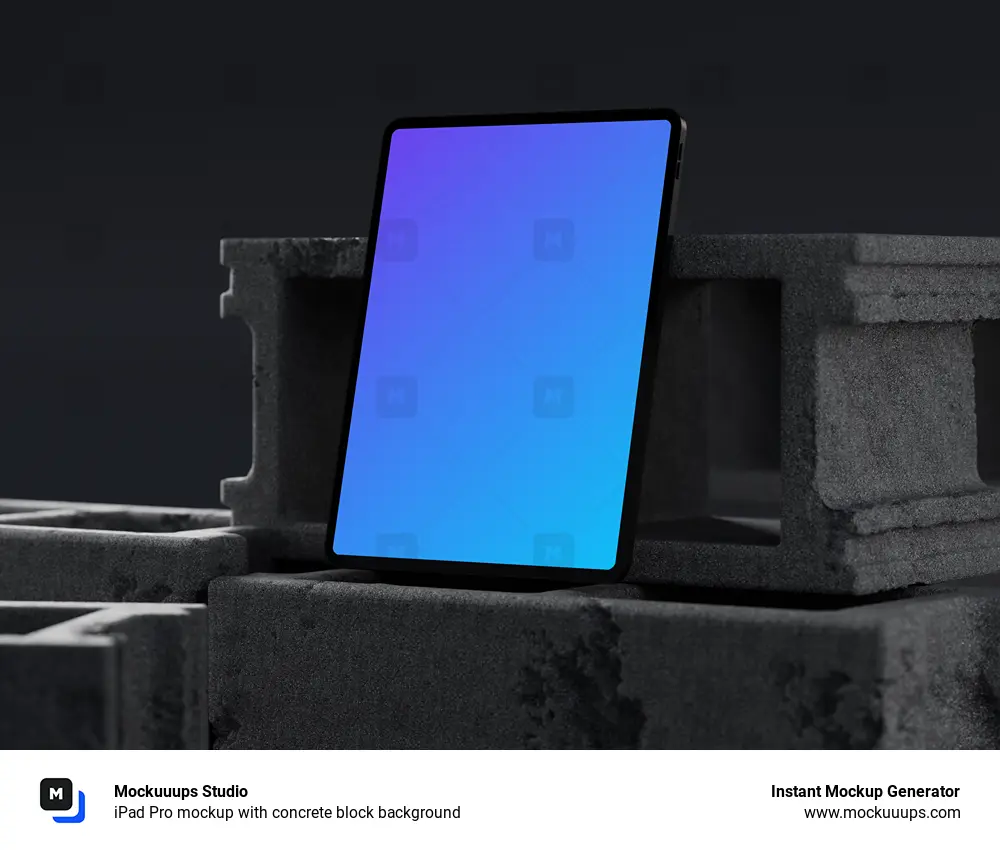 iPad Pro mockup with concrete block background