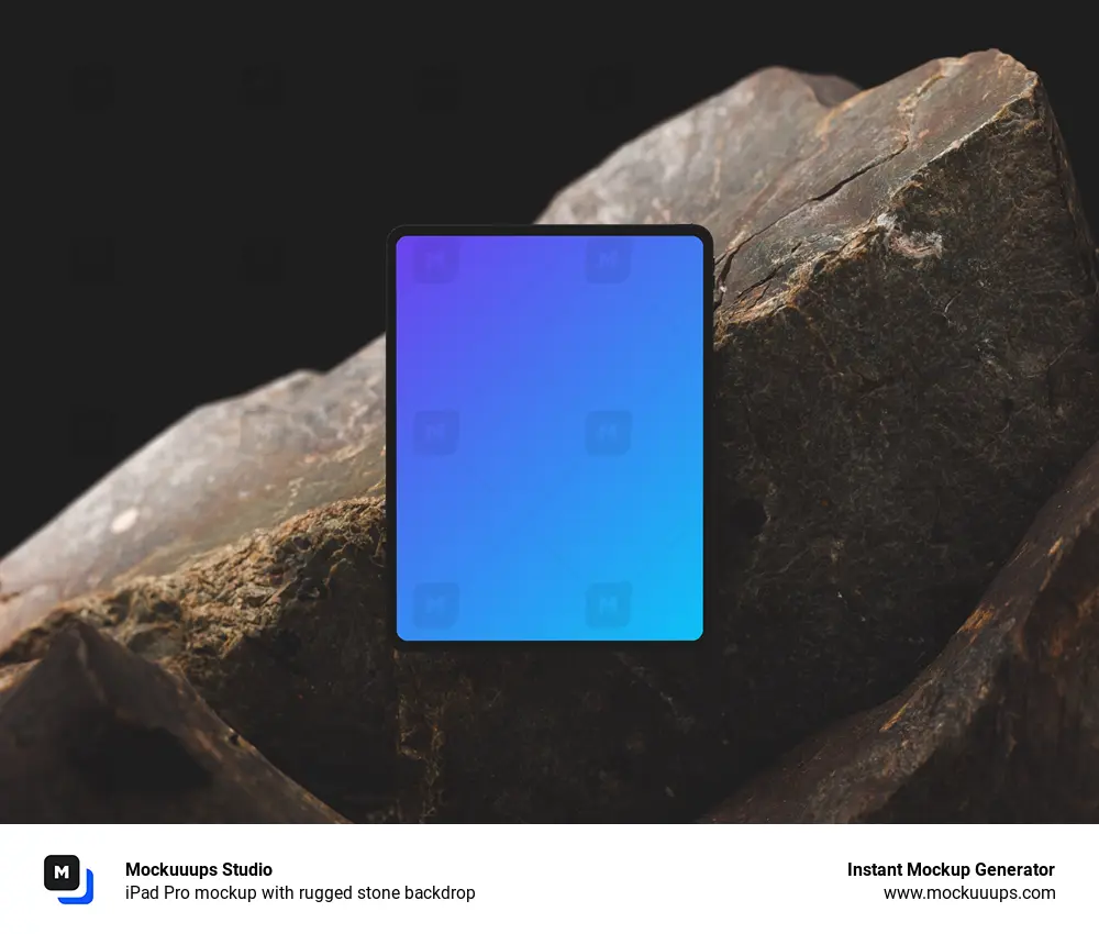 iPad Pro mockup with rugged stone backdrop