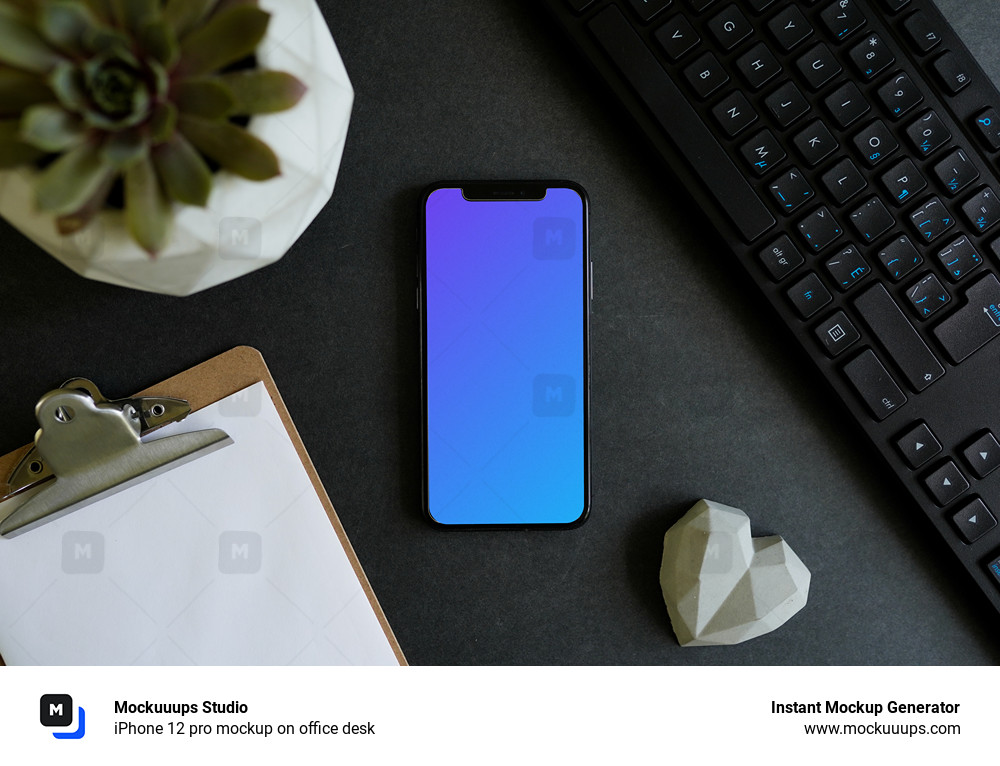 iPhone 12 pro mockup on office desk