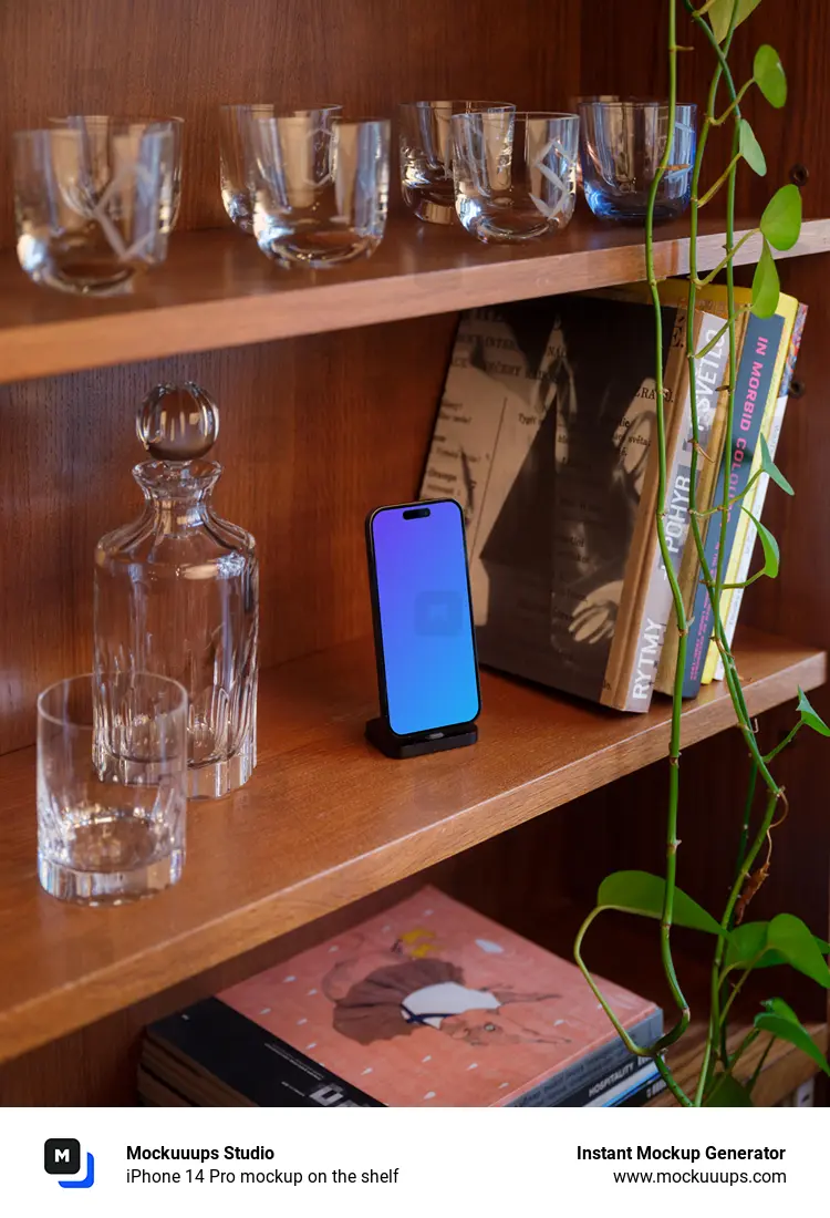 iPhone 14 Pro mockup on the shelf