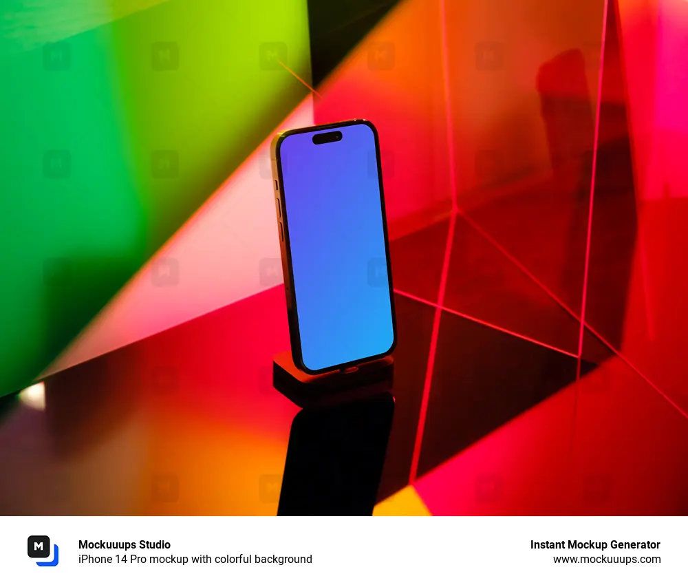 iPhone 14 Pro mockup with colorful background