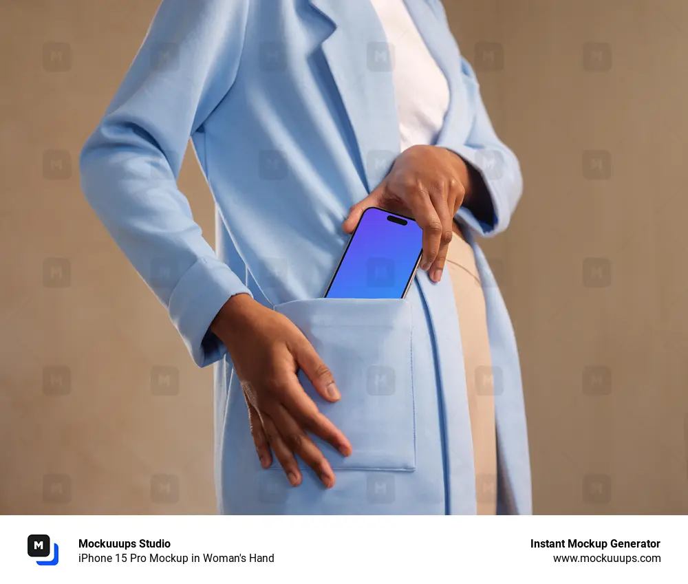 iPhone 15 Pro Mockup in Woman's Hand