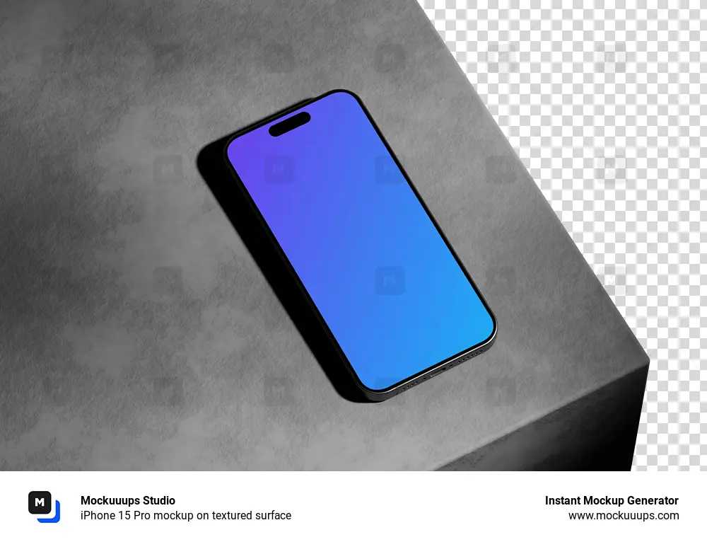 iPhone 15 Pro mockup on textured surface