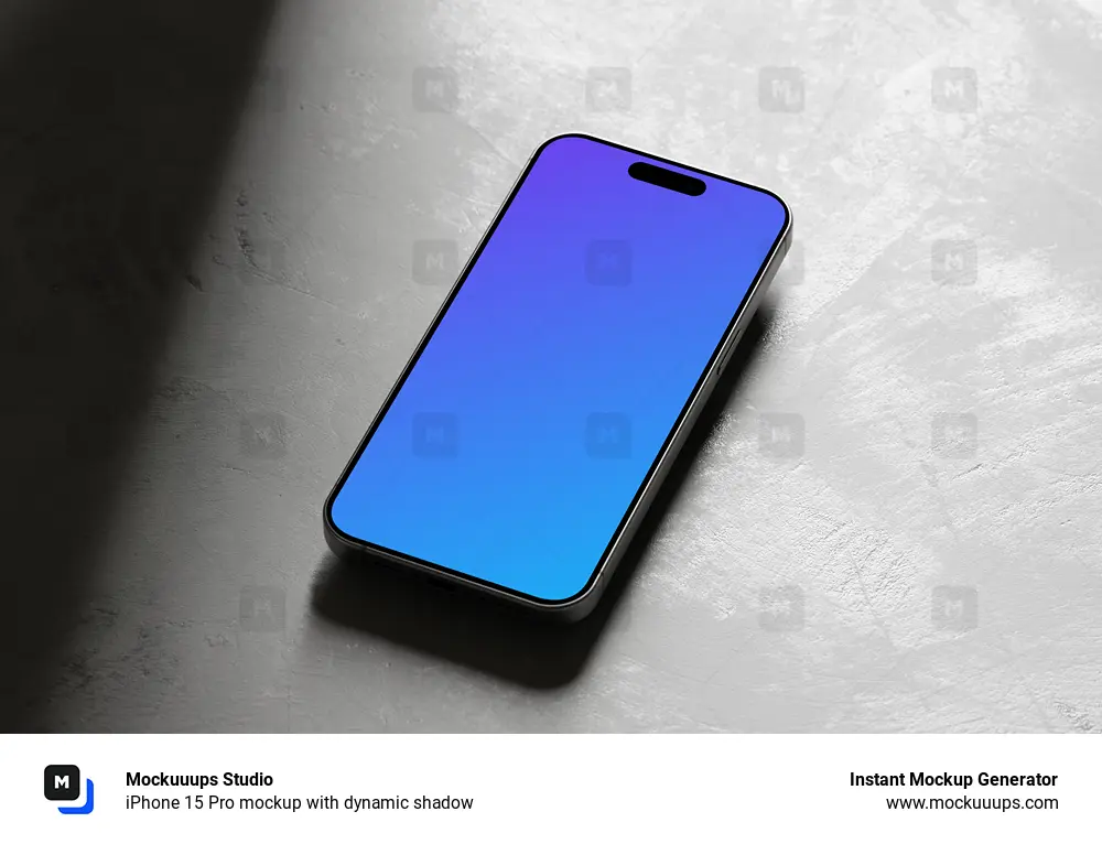 iPhone 15 Pro mockup with dynamic shadow