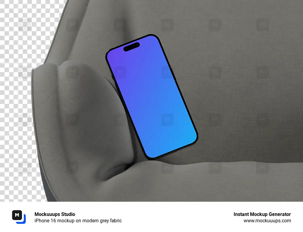 iPhone 16 mockup on modern grey fabric