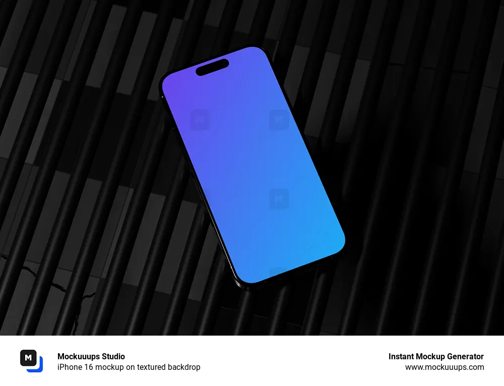 iPhone 16 mockup on textured backdrop