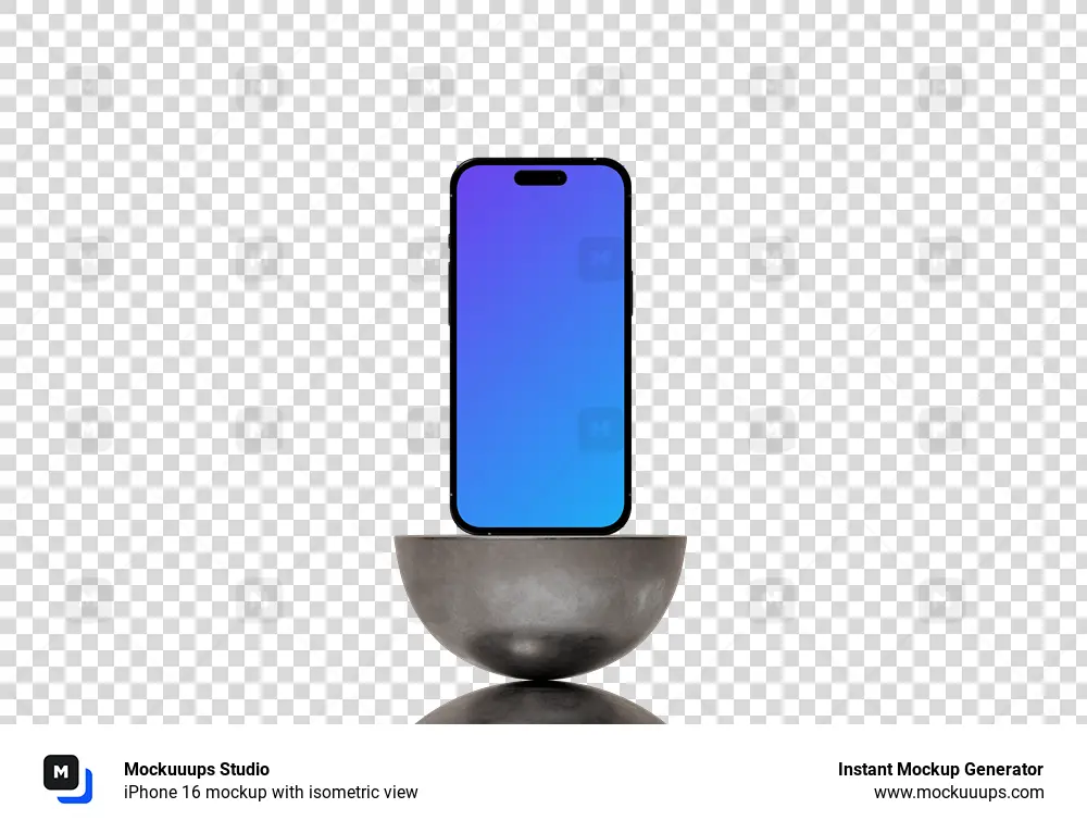 iPhone 16 mockup with isometric view