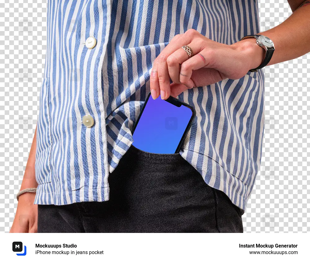 iPhone mockup in jeans pocket