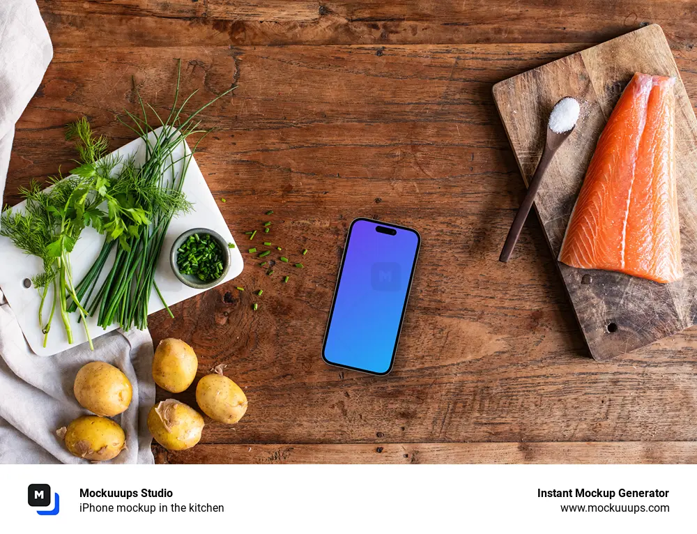 iPhone mockup in the kitchen