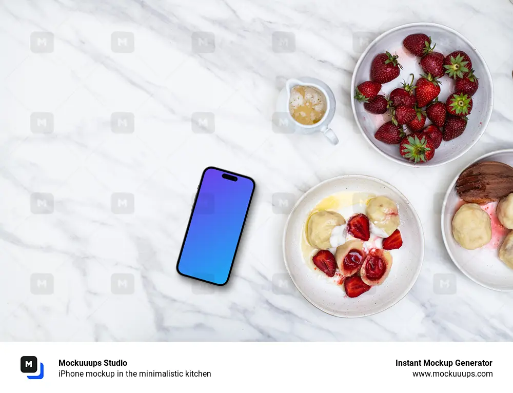 iPhone mockup in the minimalistic kitchen