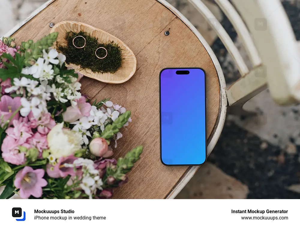 iPhone mockup in wedding theme