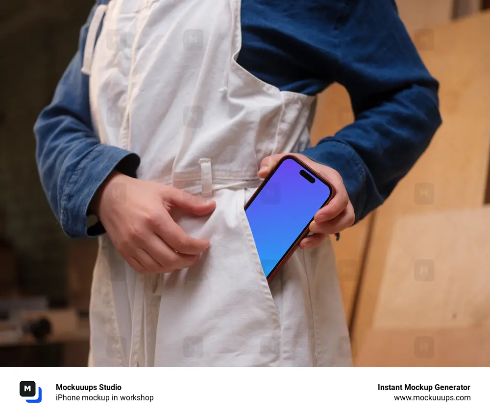 iPhone mockup in workshop