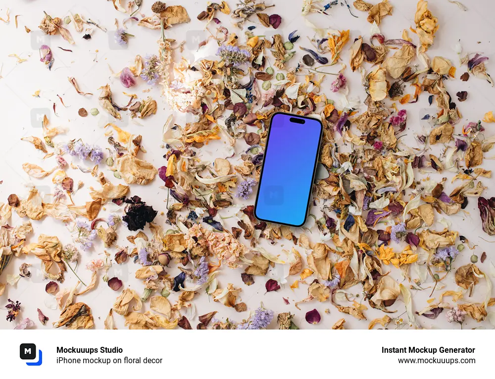 iPhone mockup on floral decor