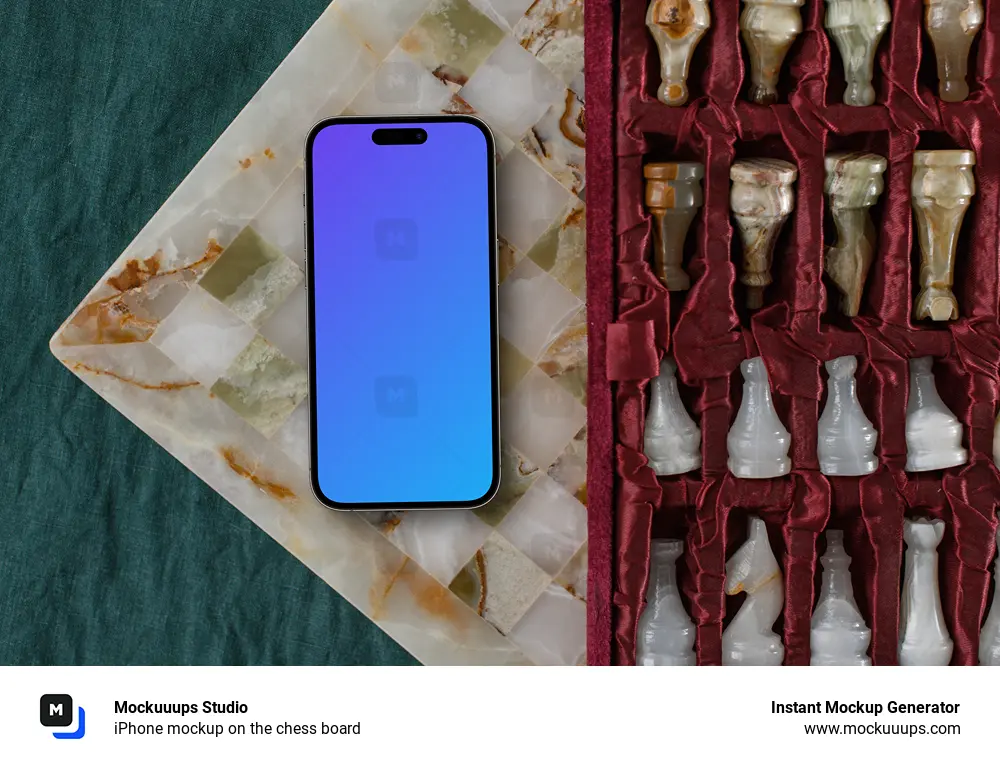 iPhone mockup on the chess board