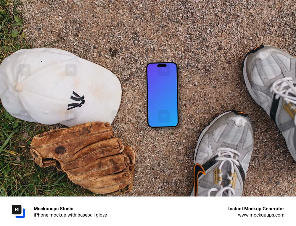 iPhone mockup with baseball glove