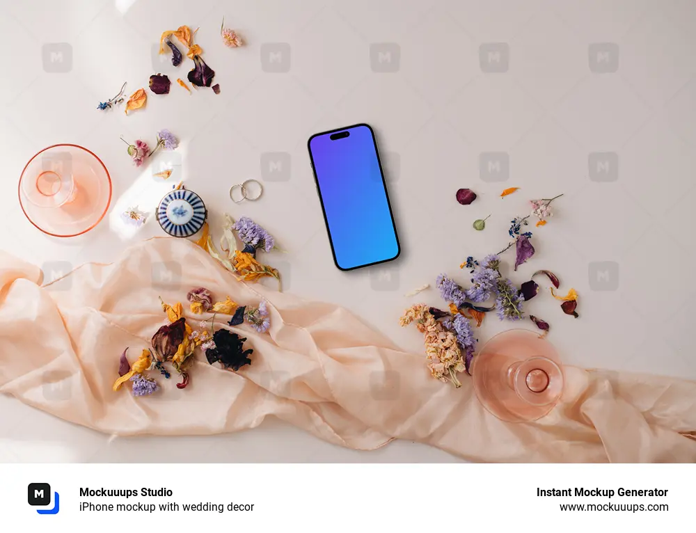 iPhone mockup with wedding decor