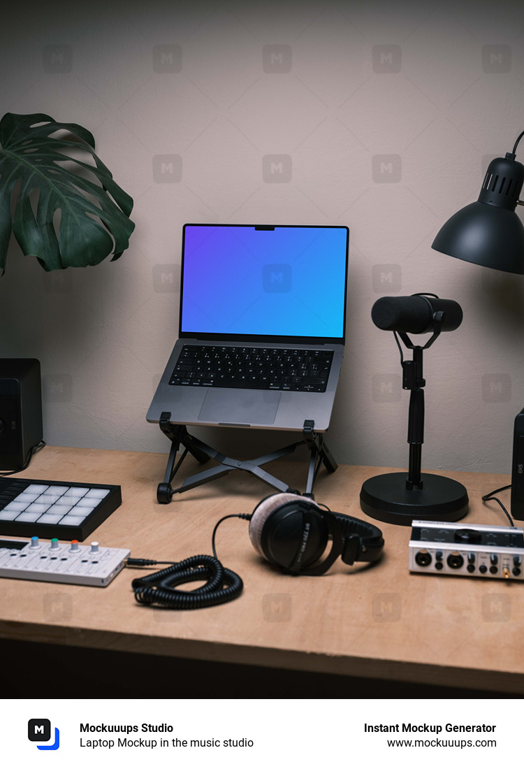 Laptop Mockup in the music studio