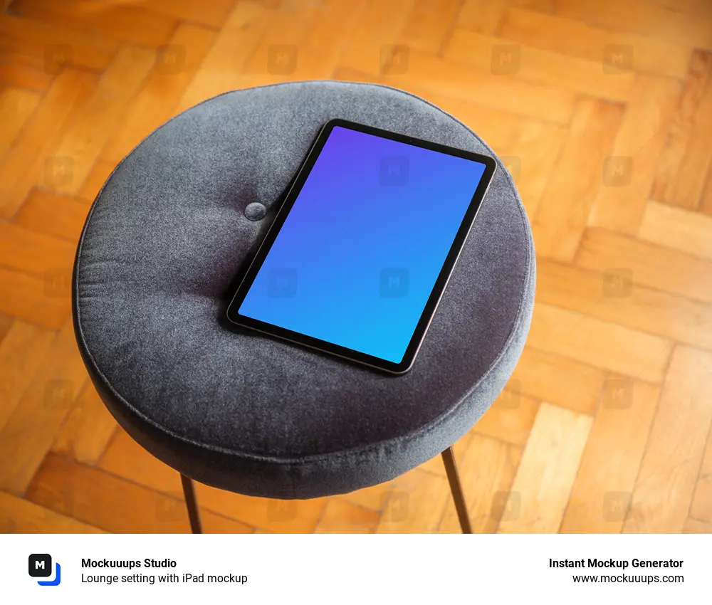 Lounge setting with iPad mockup