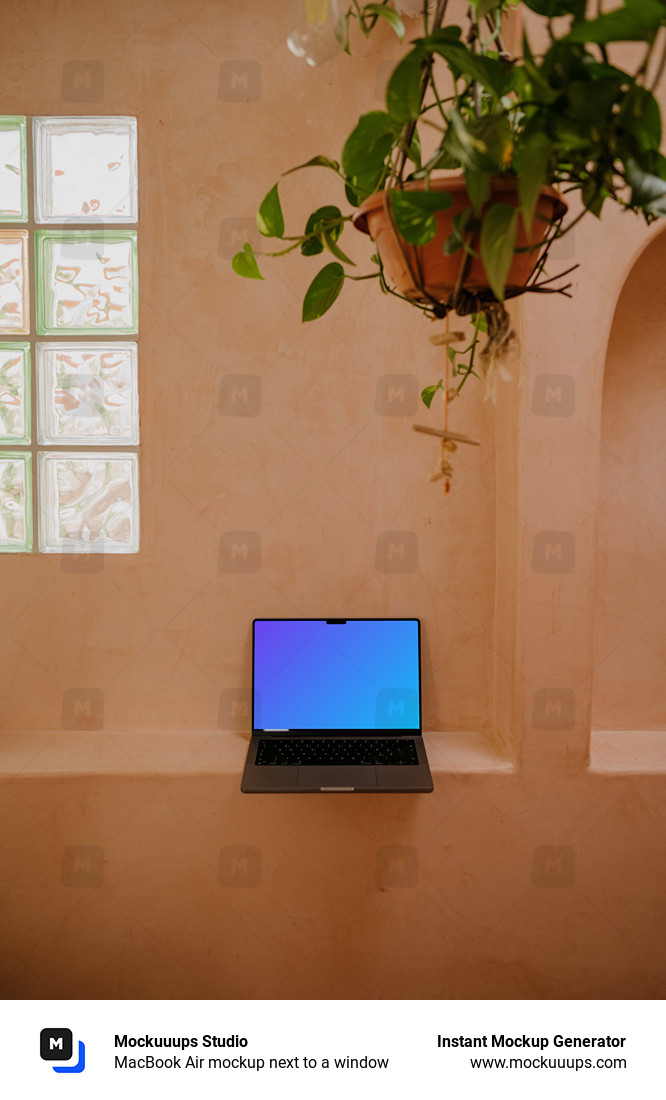 MacBook Air mockup next to a window 