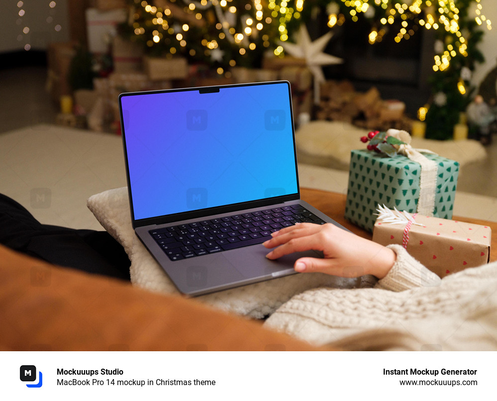 MacBook Pro 14 mockup in Christmas theme